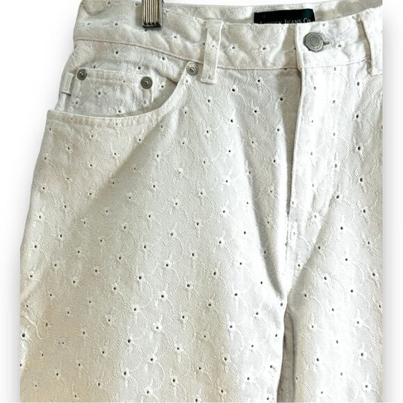 LAUREN JEANS CO. RALPH LAUREN white eyelot cotton crop jeans SZ 6 - Picture 9 of 15